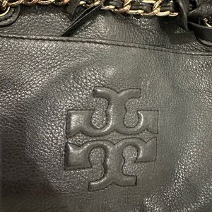Black tory burch crossbody with gold chain